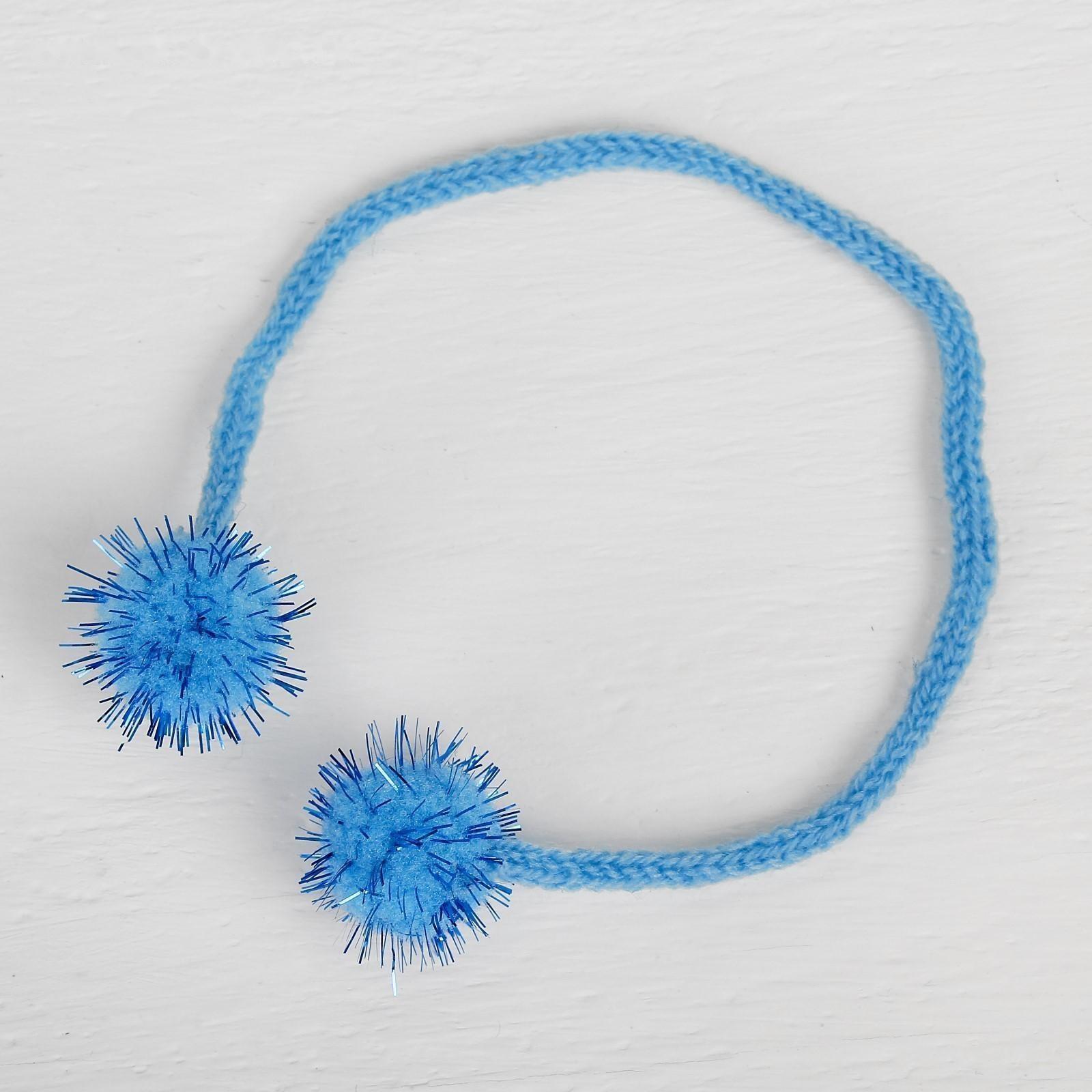 Декоративный элемент на верёвочке 2 шарика с блеском, d= 2 см, набор 8 шт., цвет голубой