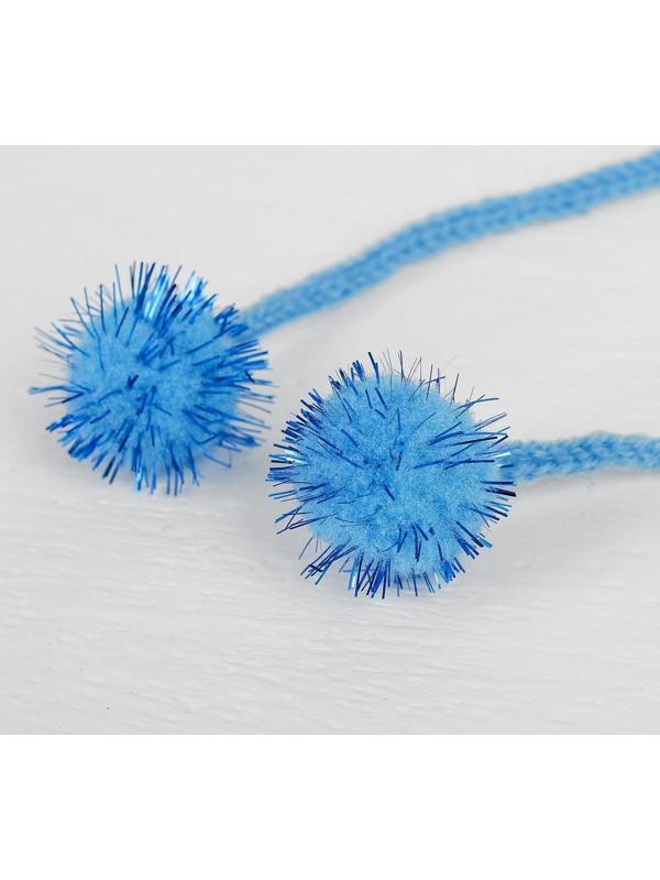 Декоративный элемент на верёвочке 2 шарика с блеском, d= 2 см, набор 8 шт., цвет голубой