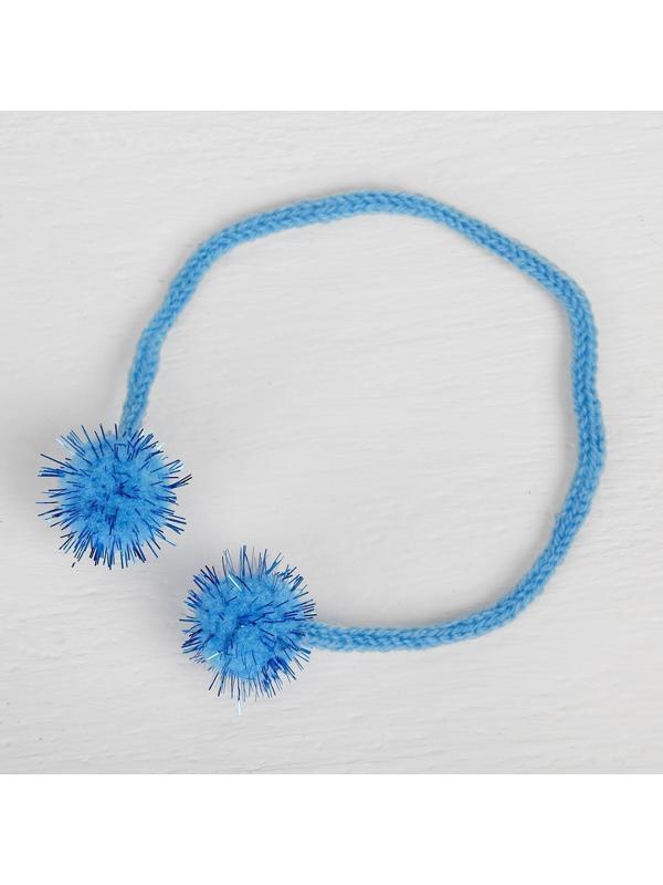 Декоративный элемент на верёвочке 2 шарика с блеском, d= 2 см, набор 8 шт., цвет голубой