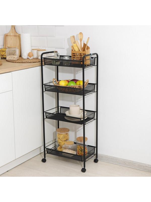 Этажерка для обуви ЗМИ «Ладья 24К», 4 яруса, 44×25×100 см, цвет чёрный