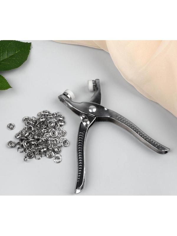 Щипцы для установки кнопок, с кнопками, 14 × 6 см