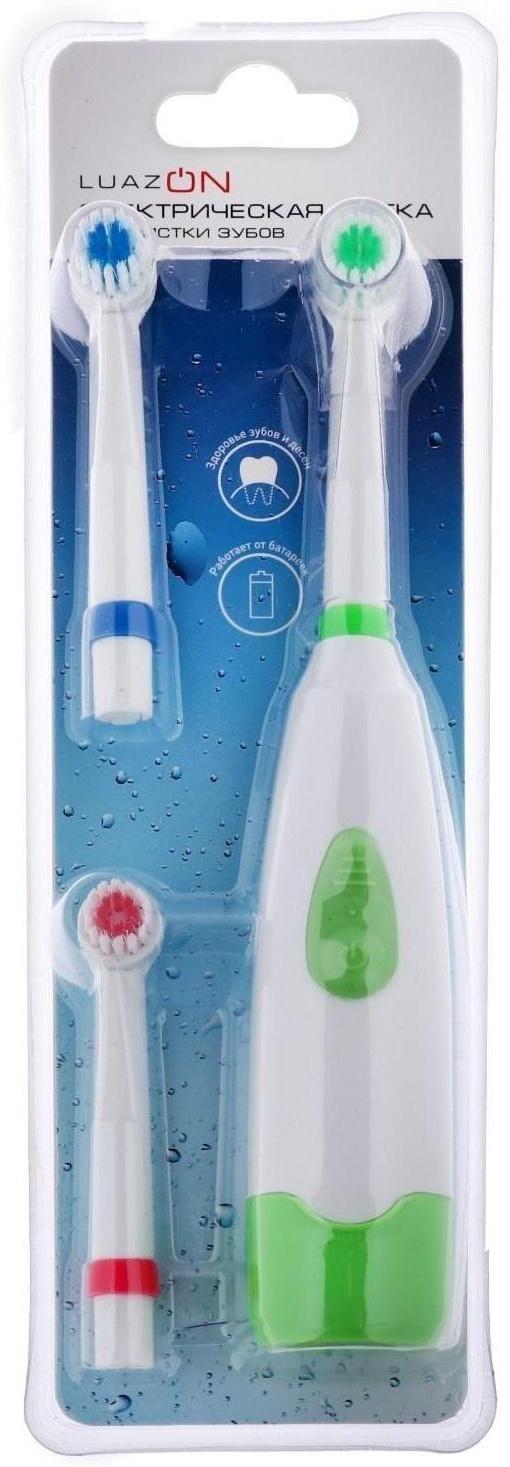 Электрическая зубная щётка Luazon LP-001, 3 насадки, от 2xАА (не в комплекте), МИКС