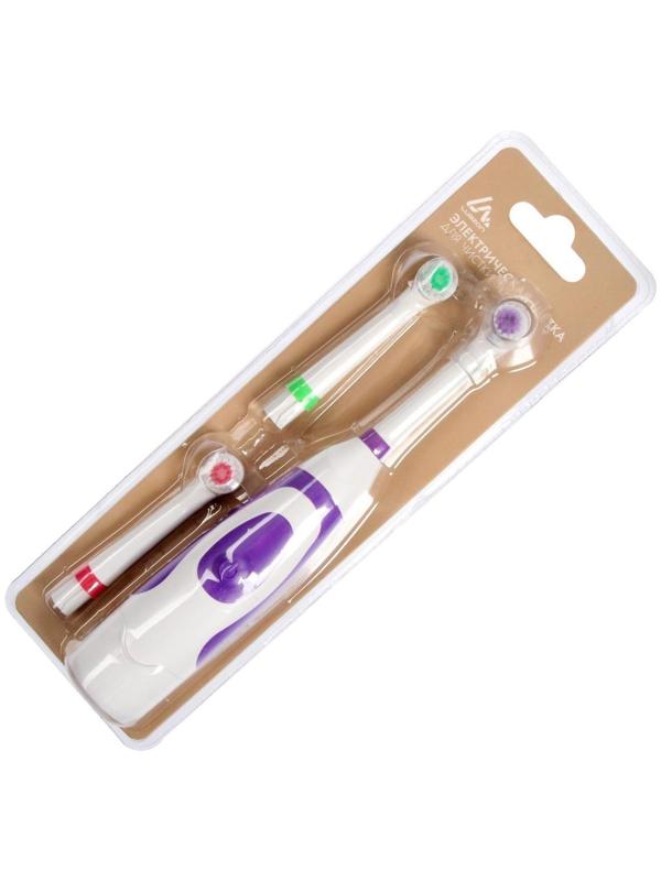 Электрическая зубная щётка Luazon LP-001, 3 насадки, от 2xАА (не в комплекте), МИКС