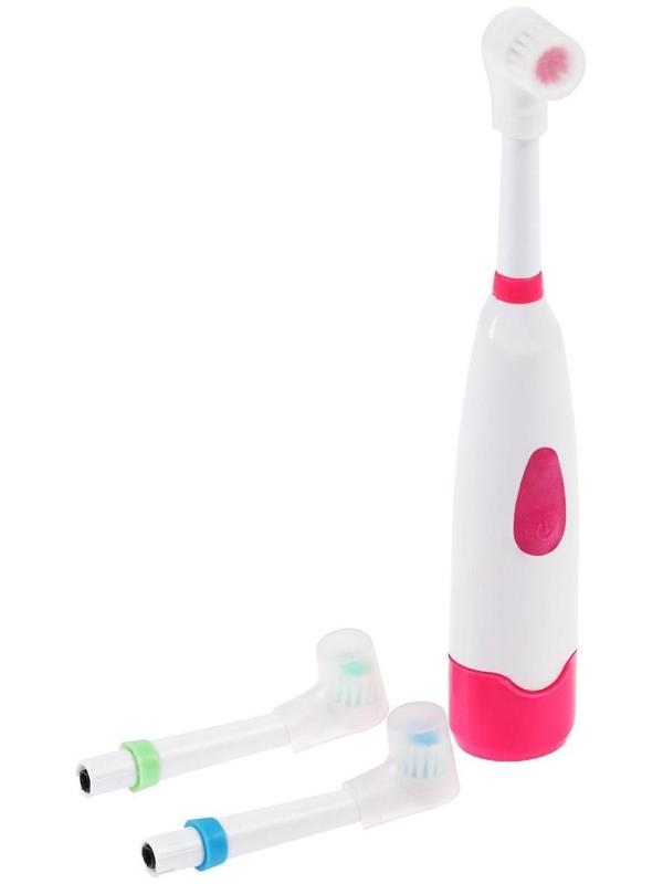 Электрическая зубная щётка Luazon LP-001, 3 насадки, от 2xАА (не в комплекте), МИКС