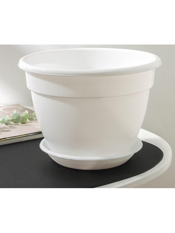 Горшок для цветов с поддоном «Антик», 3,6 л, d=22 см, цвет белый