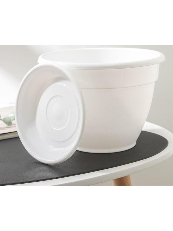 Горшок для цветов с поддоном «Антик», 3,6 л, d=22 см, цвет белый