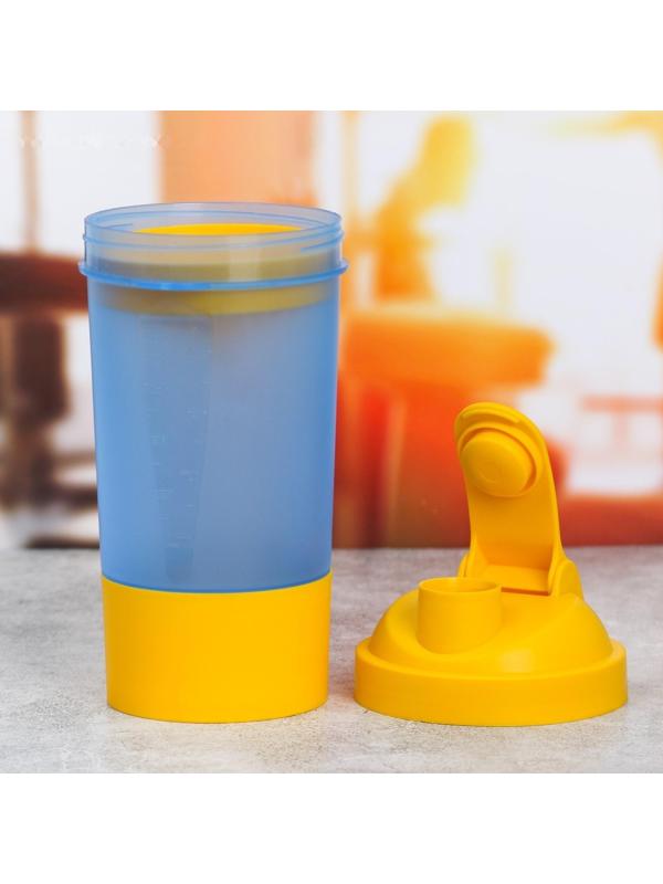 Шейкер спортивный с чашей под протеин, 500 мл