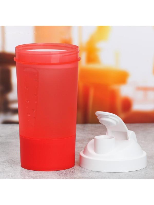 Шейкер спортивный с чашей под протеин, 500 мл