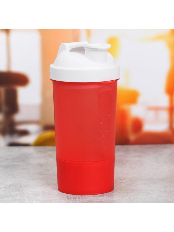 Шейкер спортивный с чашей под протеин, 500 мл