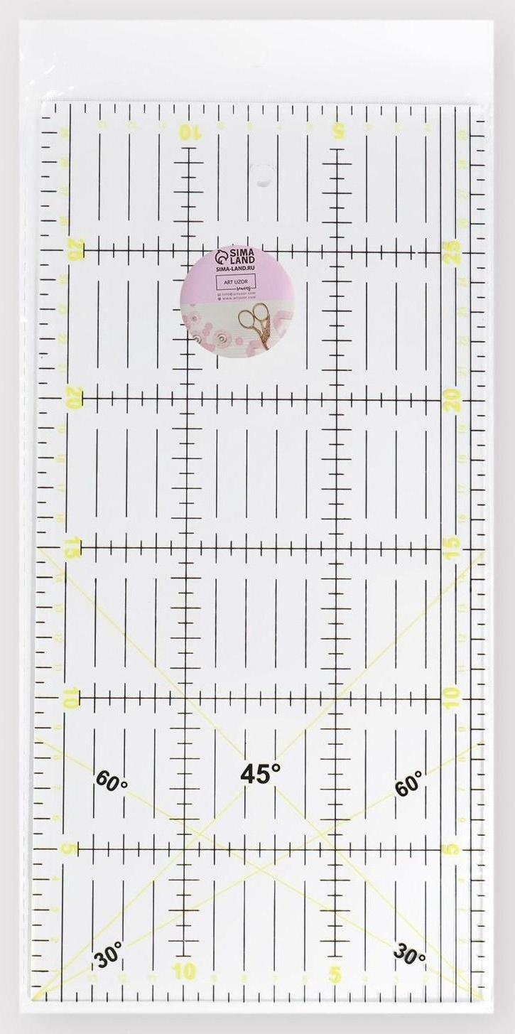 Линейка для квилтинга и пэчворка, 30 × 15 см, толщина 3 мм, цвет белый
