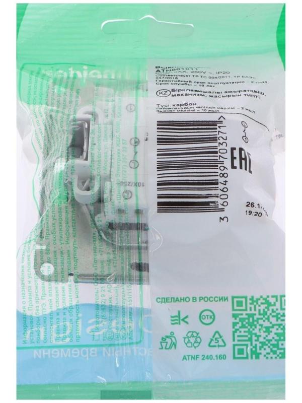 Выключатель SE ATLASDESIGN, 10 А, 1 клавиша, IP20, скрытый, карбон, ATN001011