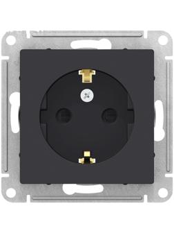 Розетка SE ATLASDESIGN, 16 А, 250 В, встраиваемая, с з/к, шторки, IP20, карбон, ATN001045