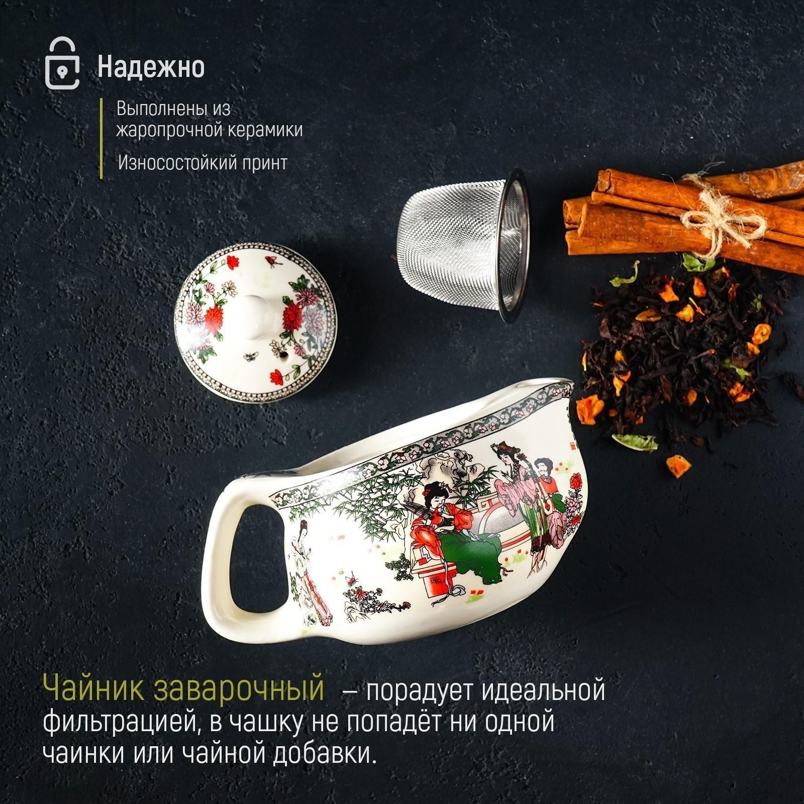 Чайник керамический заварочный «Беседа», 200 мл, металлическое сито