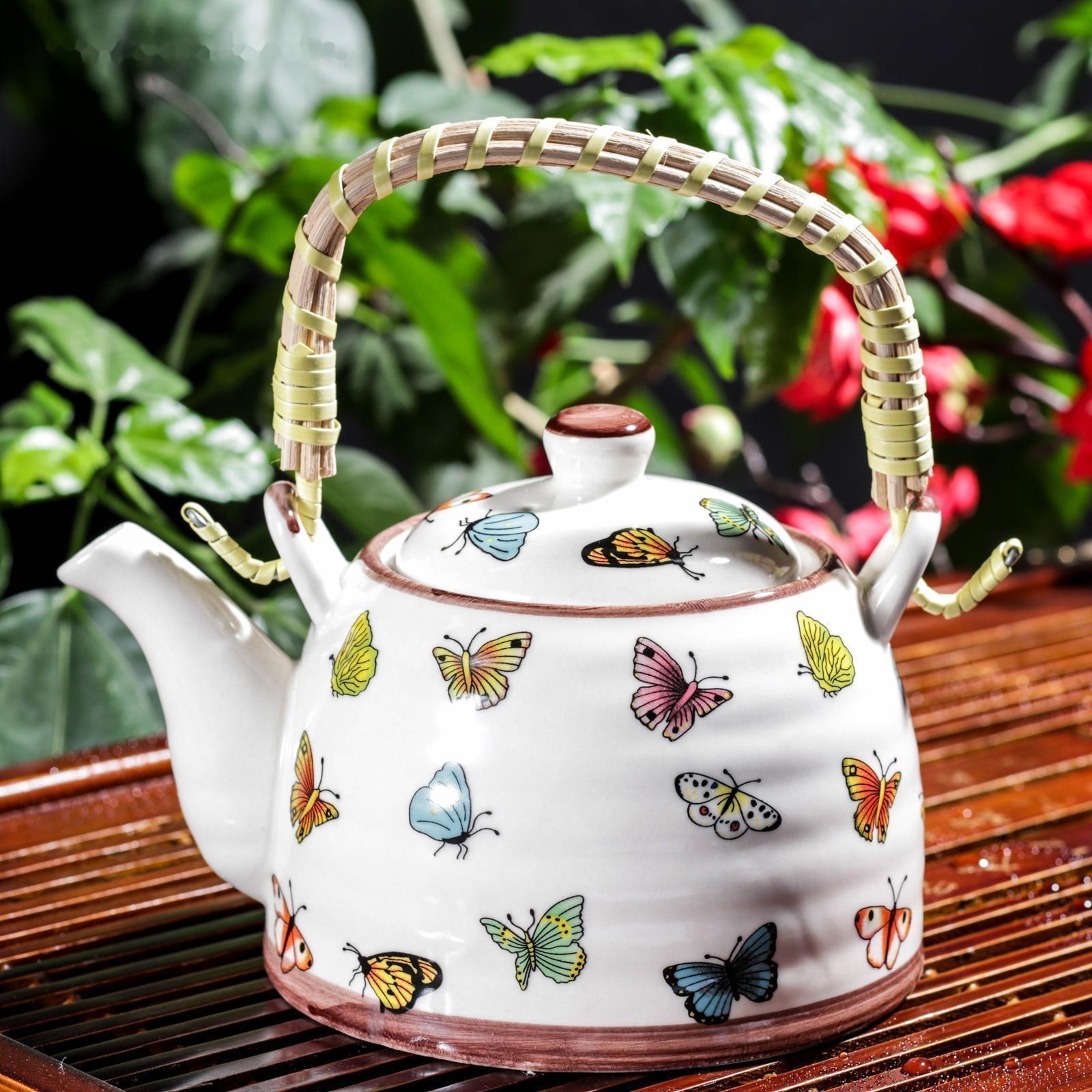 Чайник керамический заварочный «Бабочки», 600 мл, металлическое сито