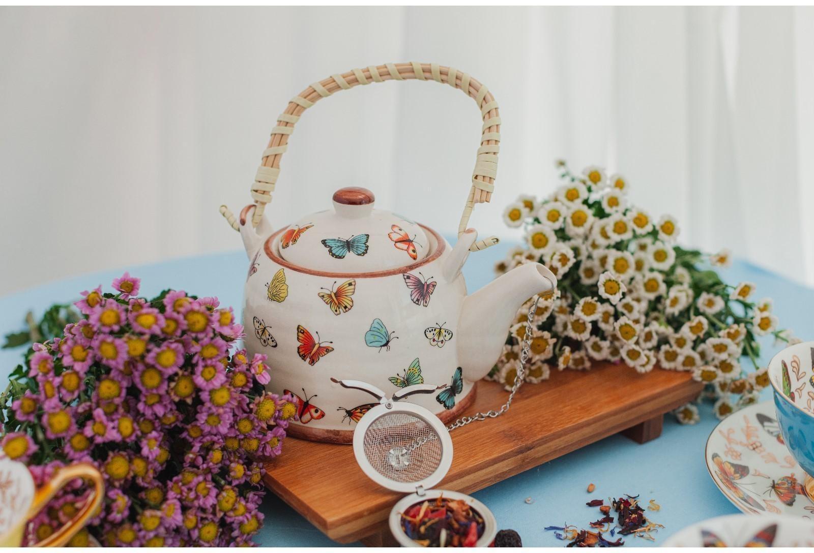 Чайник керамический заварочный «Бабочки», 600 мл, металлическое сито