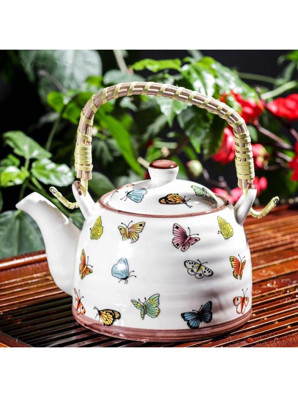 Чайник керамический заварочный «Бабочки», 600 мл, металлическое сито