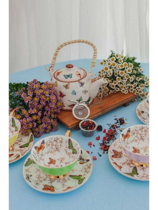 Чайник керамический заварочный «Бабочки», 600 мл, металлическое сито