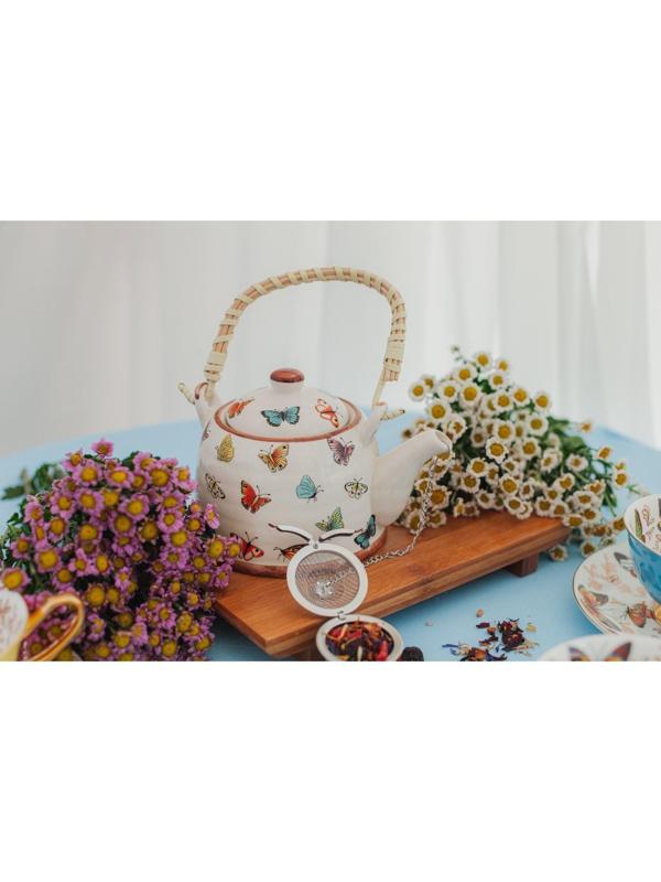 Чайник керамический заварочный «Бабочки», 600 мл, металлическое сито