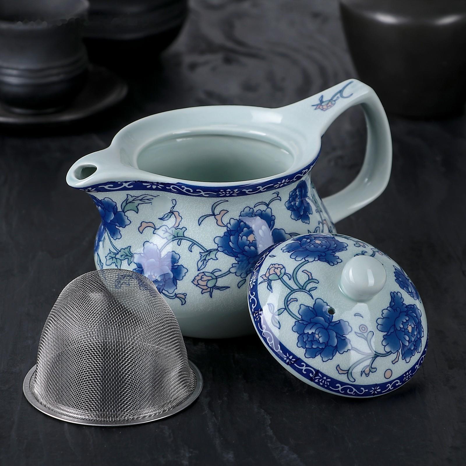 Чайник керамический заварочный «Цветение роз», 400 мл, с металлическим ситом