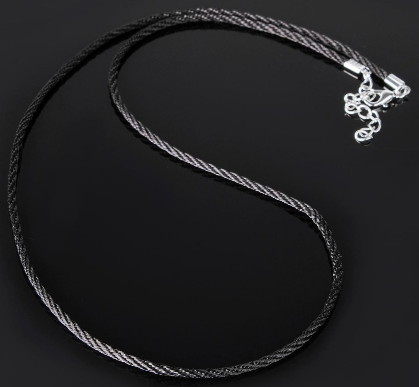 Шнурок нейлоновый d=2мм, канатное плетение, 45см, цвет чёрный