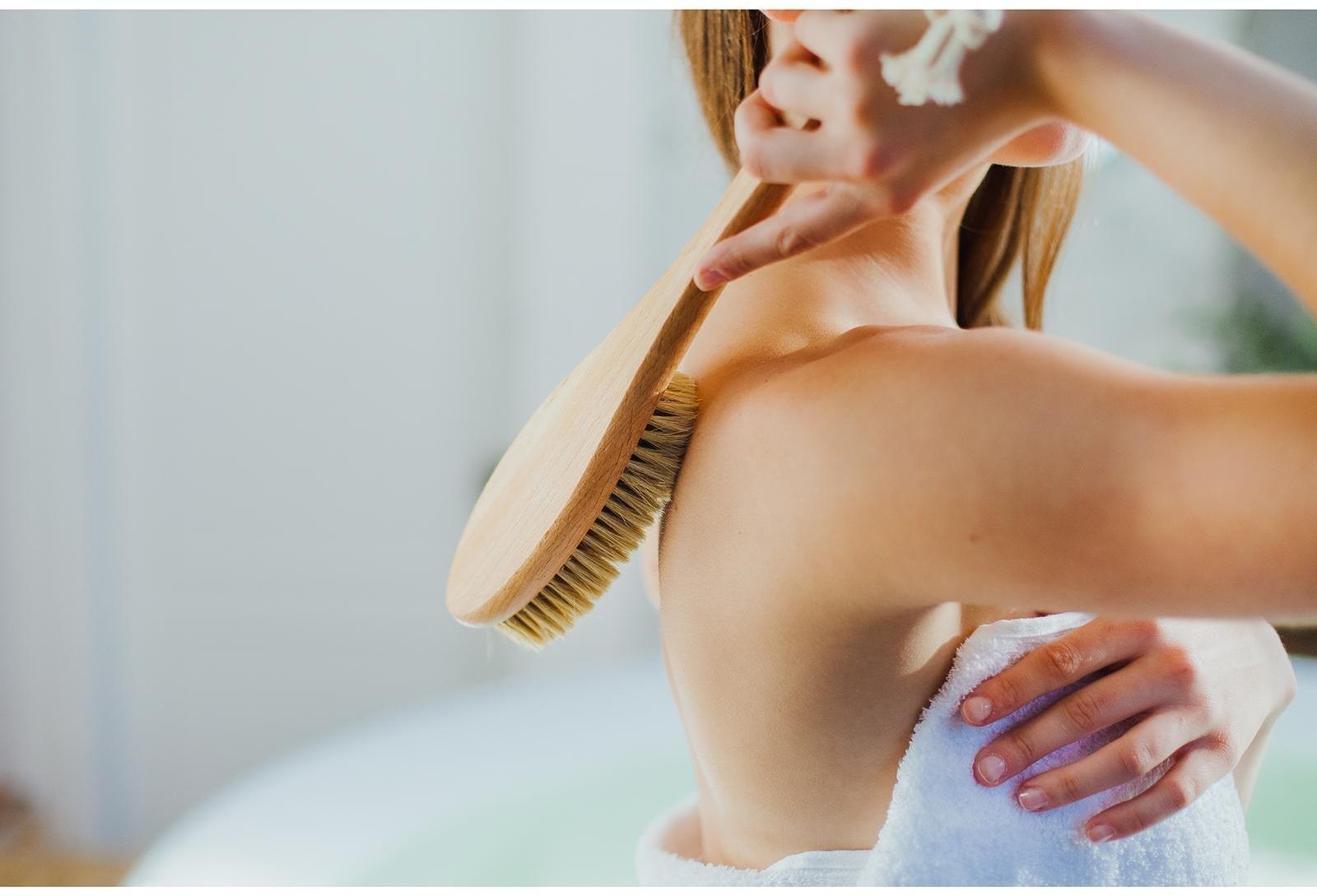 Щётка для сухого массажа, с ручкой, натуральная щетина, 25 мм