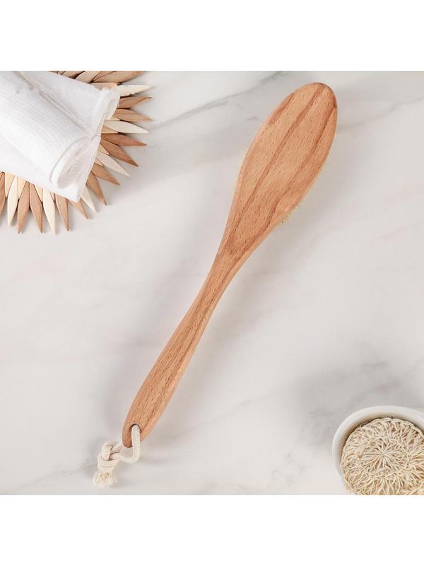 Щётка для сухого массажа, с ручкой, натуральная щетина, 25 мм