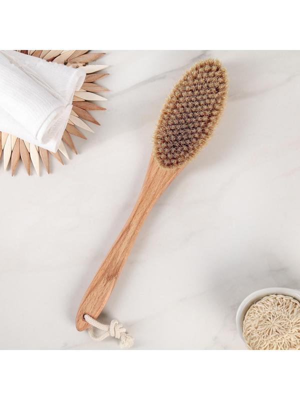 Щётка для сухого массажа, с ручкой, натуральная щетина, 25 мм