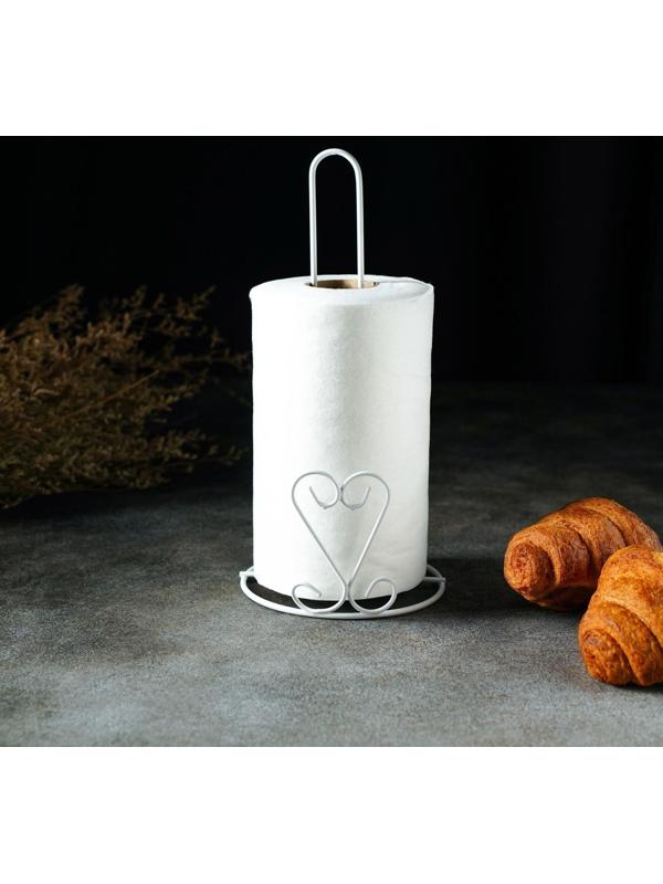Подставка под бумажные полотенца Доляна «Сердце», 13,5×13,5×28 см, цвет белый