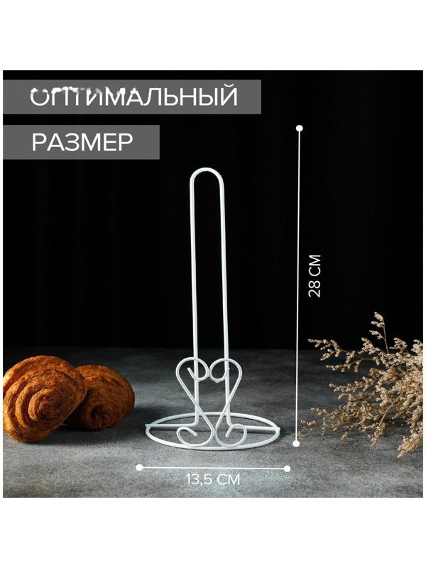 Подставка под бумажные полотенца Доляна «Сердце», 13,5×13,5×28 см, цвет белый