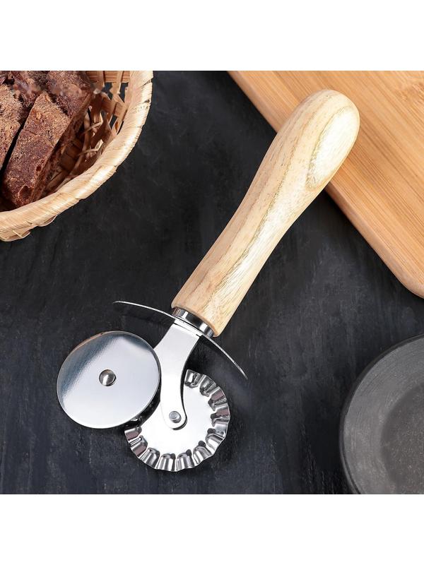 Нож для пиццы и теста Доляна «Кафу», 18,5 см, ручка из бразильской гевеи, цвет бежевый