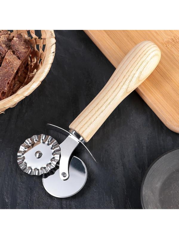 Нож для пиццы и теста Доляна «Кафу», 18,5 см, ручка из бразильской гевеи, цвет бежевый