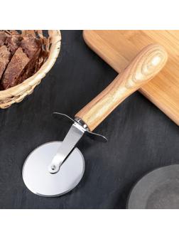 Нож для пиццы и теста Доляна «Кафу», 20,5 см, ручка из бразильской гевеи, цвет бежевый