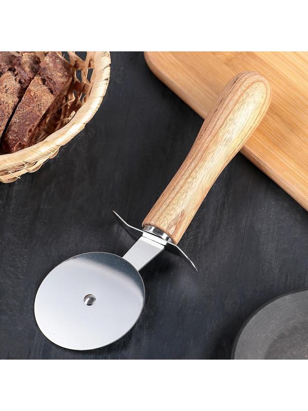 Нож для пиццы и теста Доляна «Кафу», 20,5 см, ручка из бразильской гевеи, цвет бежевый