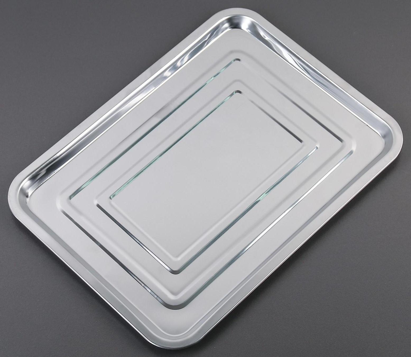 Противень из нержавеющей стали, 39×29×2 см, цвет хромированный