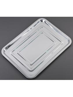 Противень из нержавеющей стали, 39×29×2 см, цвет хромированный