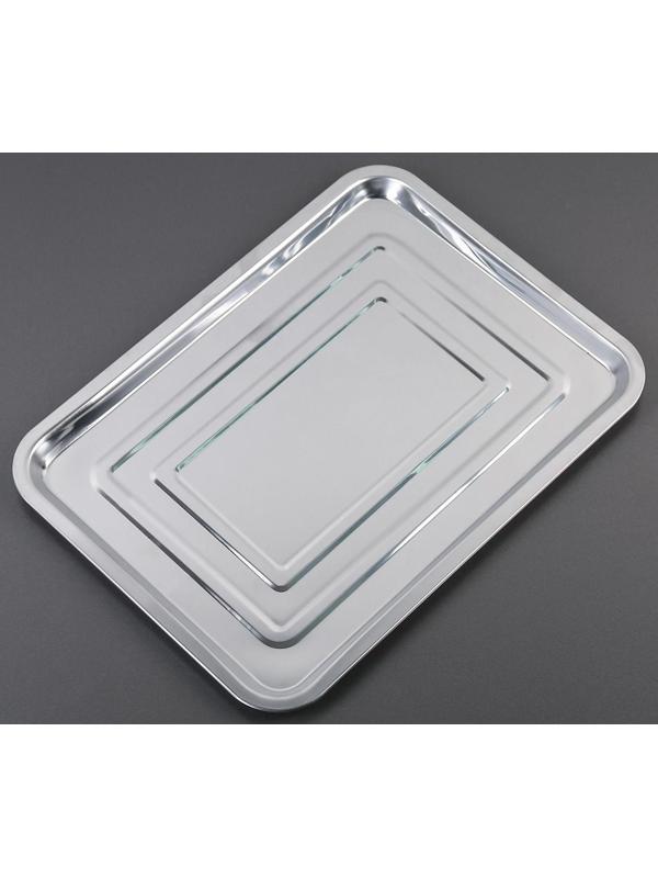 Противень из нержавеющей стали, 39×29×2 см, цвет хромированный