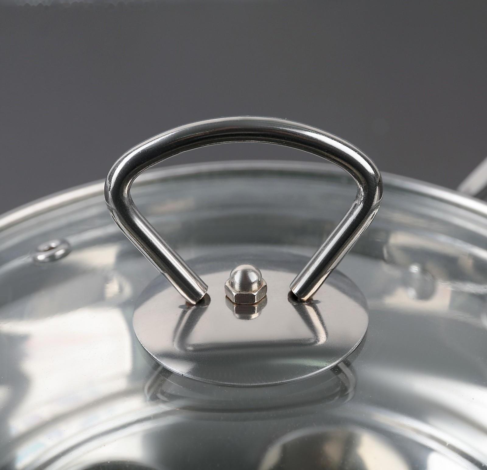 Пароварка-яйцеварка из нержавеющей стали «Вейлер», 18×22 см, стеклянная крышка, цвет хромированный