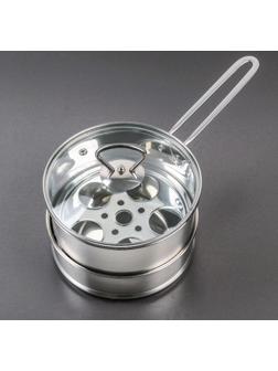 Пароварка-яйцеварка из нержавеющей стали «Вейлер», 18×22 см, стеклянная крышка, цвет хромированный