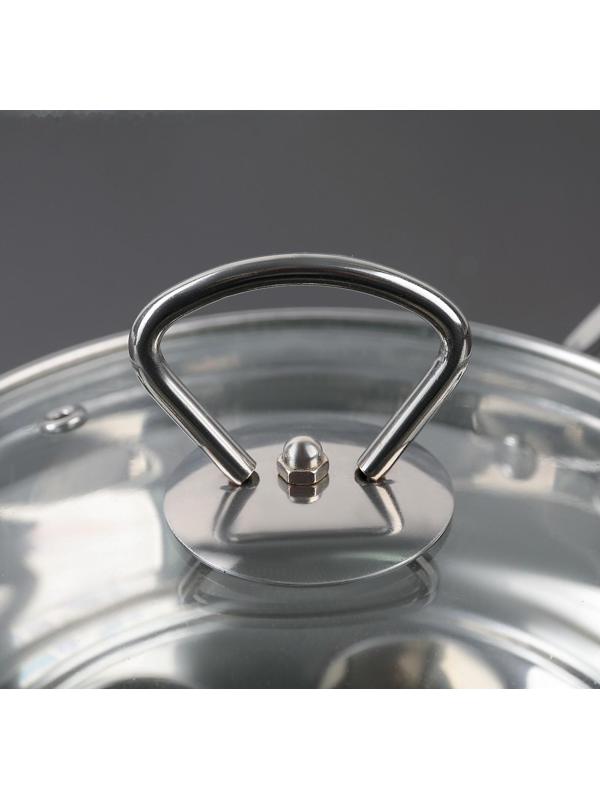 Пароварка-яйцеварка из нержавеющей стали «Вейлер», 18×22 см, стеклянная крышка, цвет хромированный