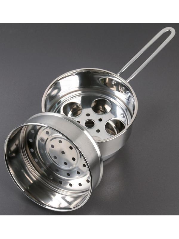 Пароварка-яйцеварка из нержавеющей стали «Вейлер», 18×22 см, стеклянная крышка, цвет хромированный