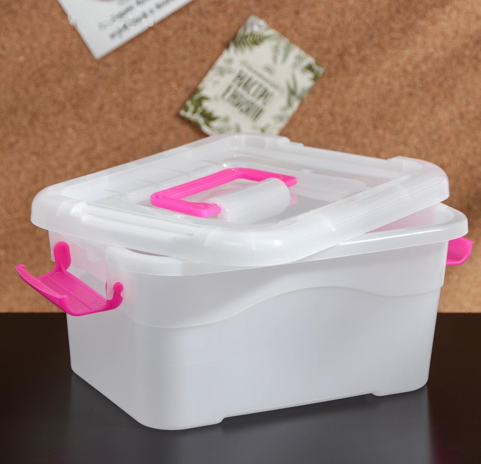 Контейнер пластиковый для хранения «Дипломат», 20×15×9,5 см, крышка с ручкой на защёлке, цвет МИКС