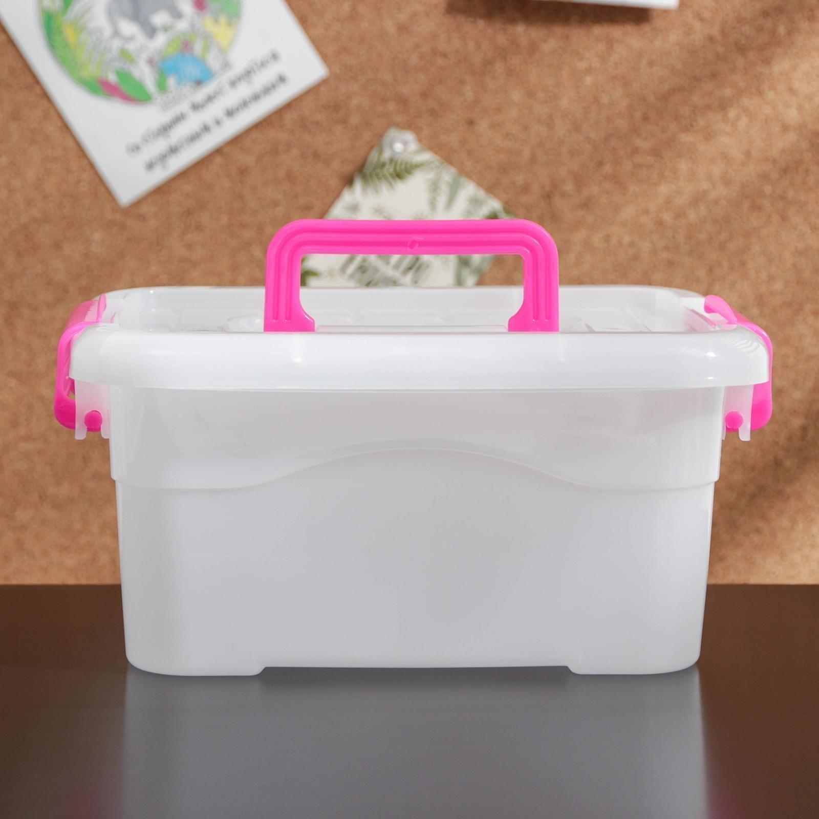 Контейнер пластиковый для хранения «Дипломат», 20×15×9,5 см, крышка с ручкой на защёлке, цвет МИКС