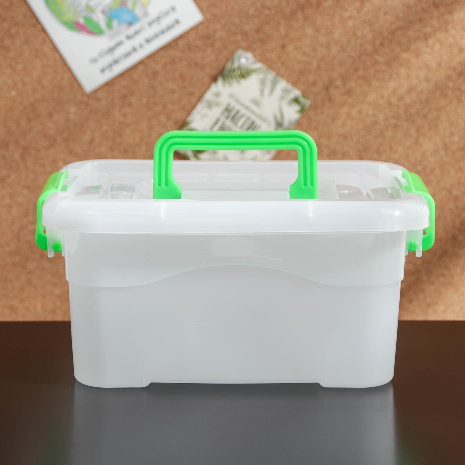 Контейнер пластиковый для хранения «Дипломат», 20×15×9,5 см, крышка с ручкой на защёлке, цвет МИКС