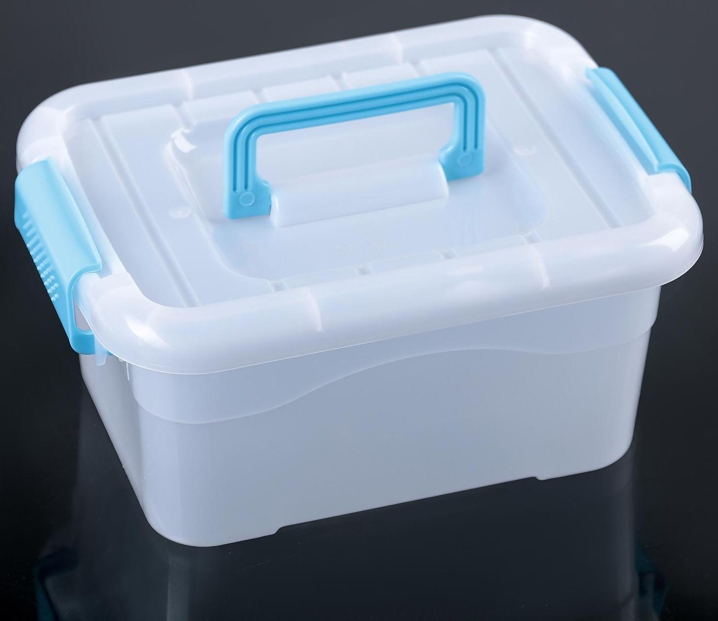 Контейнер пластиковый для хранения «Дипломат», 20×15×9,5 см, крышка с ручкой на защёлке, цвет МИКС