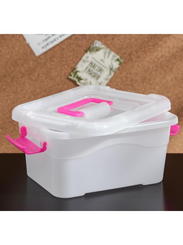 Контейнер пластиковый для хранения «Дипломат», 20×15×9,5 см, крышка с ручкой на защёлке, цвет МИКС