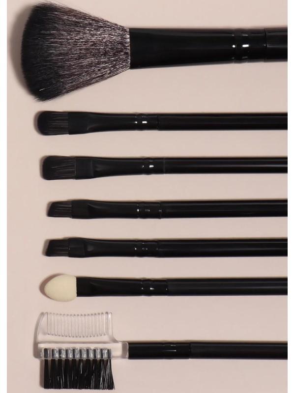 Набор кистей для макияжа, 7 предметов, чехол на завязках, цвет чёрный