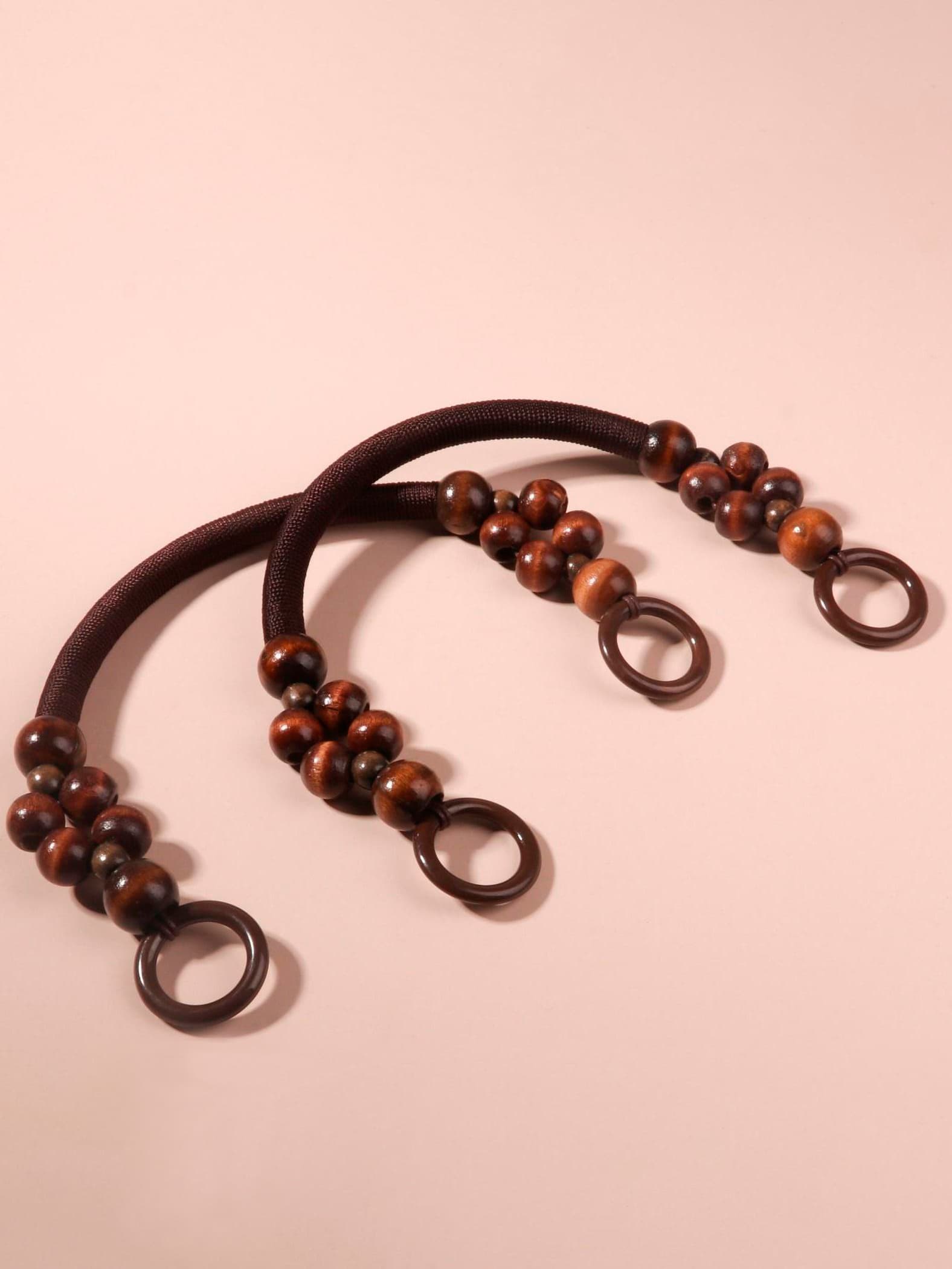 Ручки для сумки, 2 шт, вощёный шнур/дерево, 46,5 × 4 см, цвет коричневый