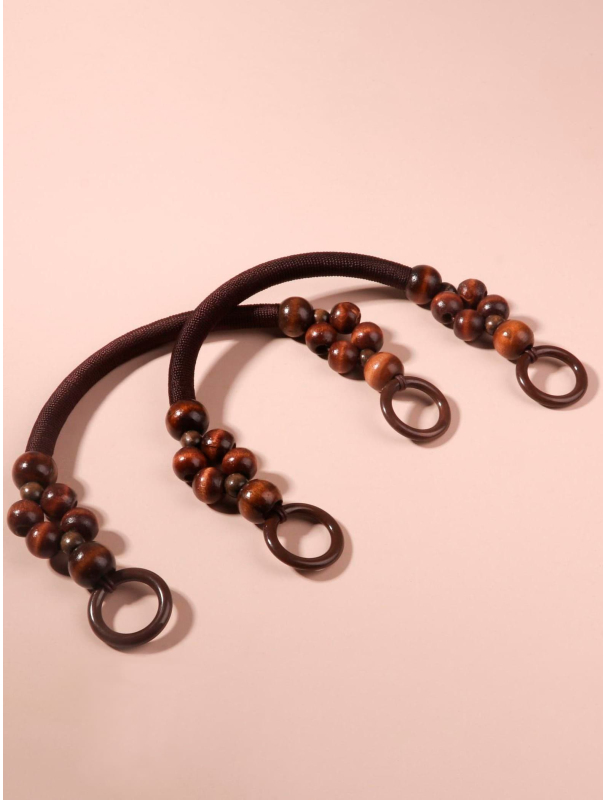 Ручки для сумки, 2 шт, вощёный шнур/дерево, 46,5 × 4 см, цвет коричневый