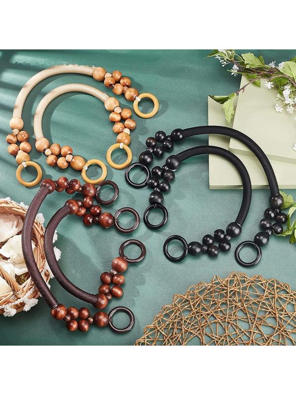 Ручки для сумки, 2 шт, вощёный шнур/дерево, 46,5 × 4 см, цвет коричневый