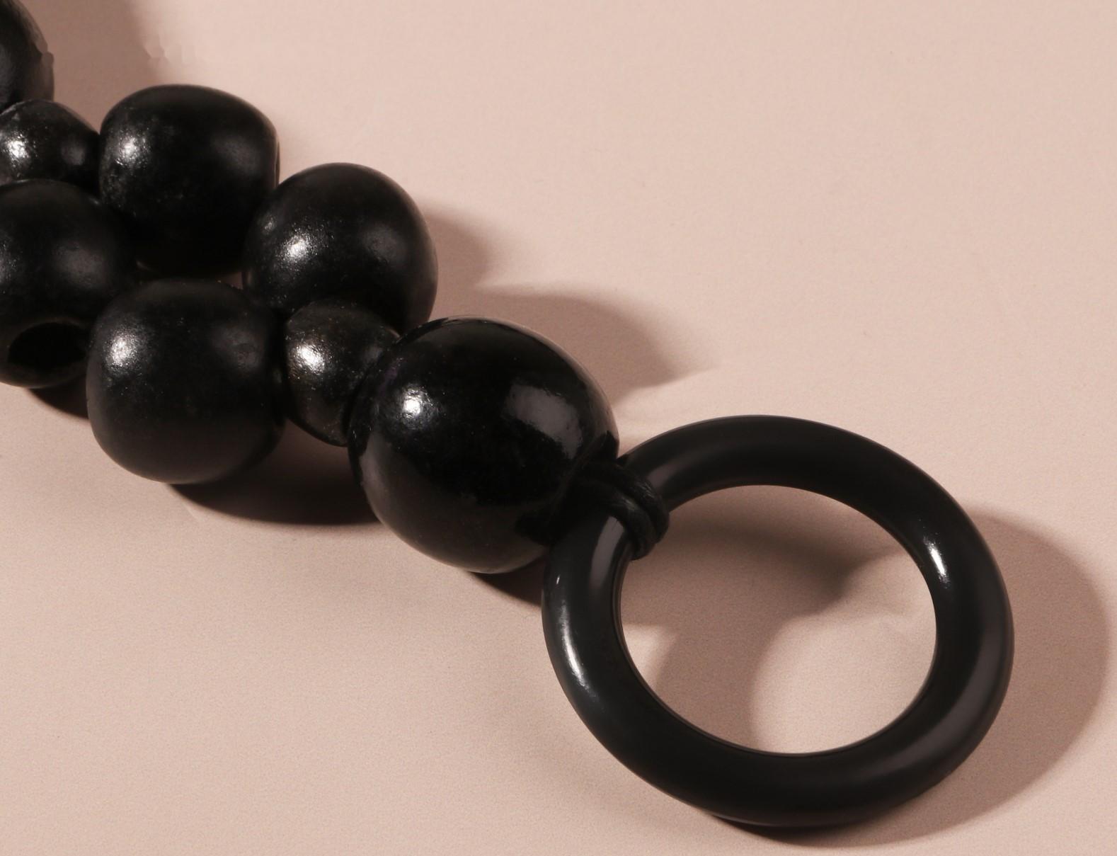 Ручки для сумки, 2 шт, вощёный шнур/дерево, 44 × 4 см, цвет чёрный